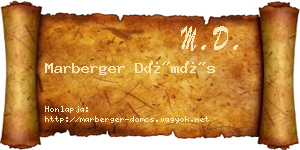Marberger Dömös névjegykártya